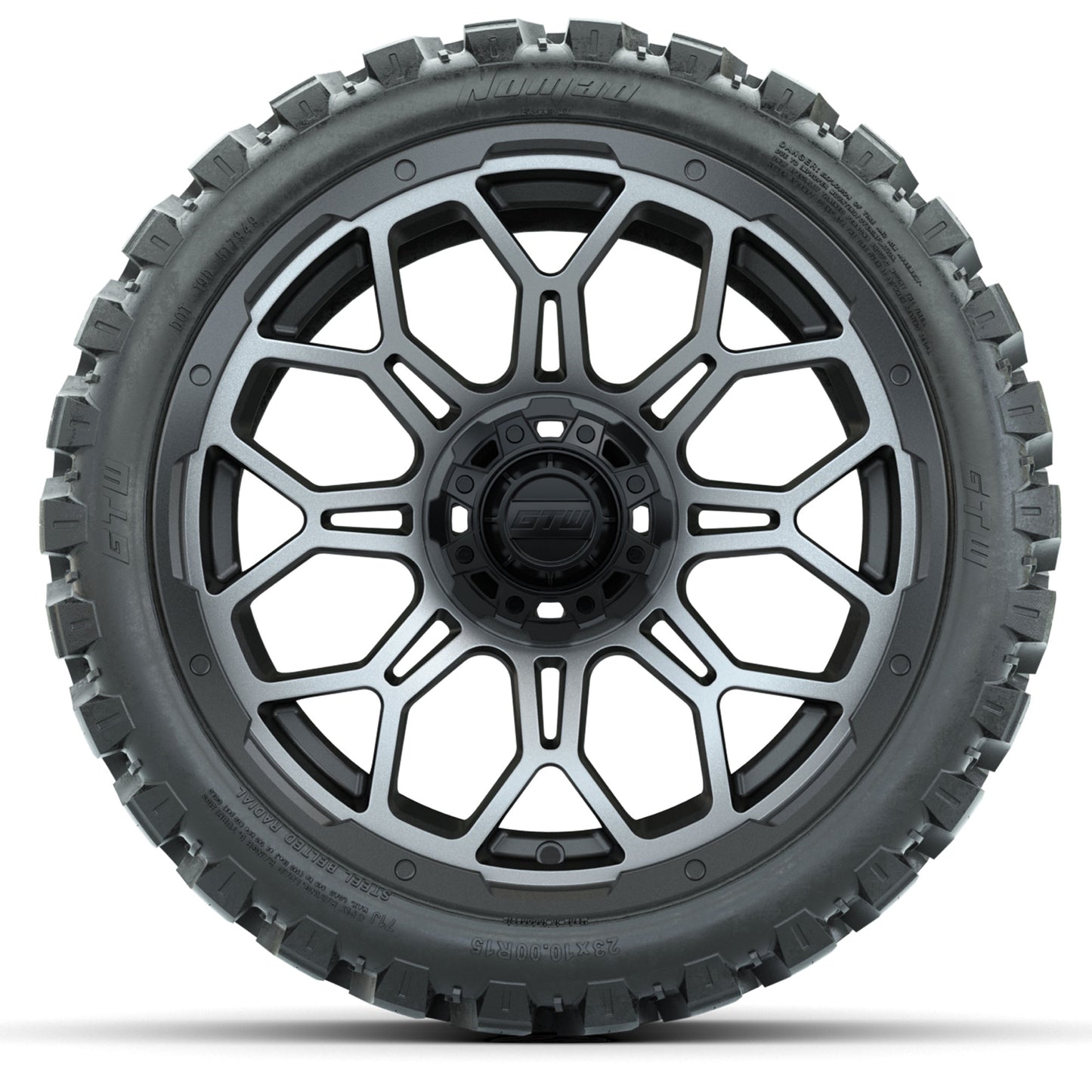 GTW® Bravo Matte Gray 15 in Wheels with 23 in Nomad All Terrain Tires - Set of 4
