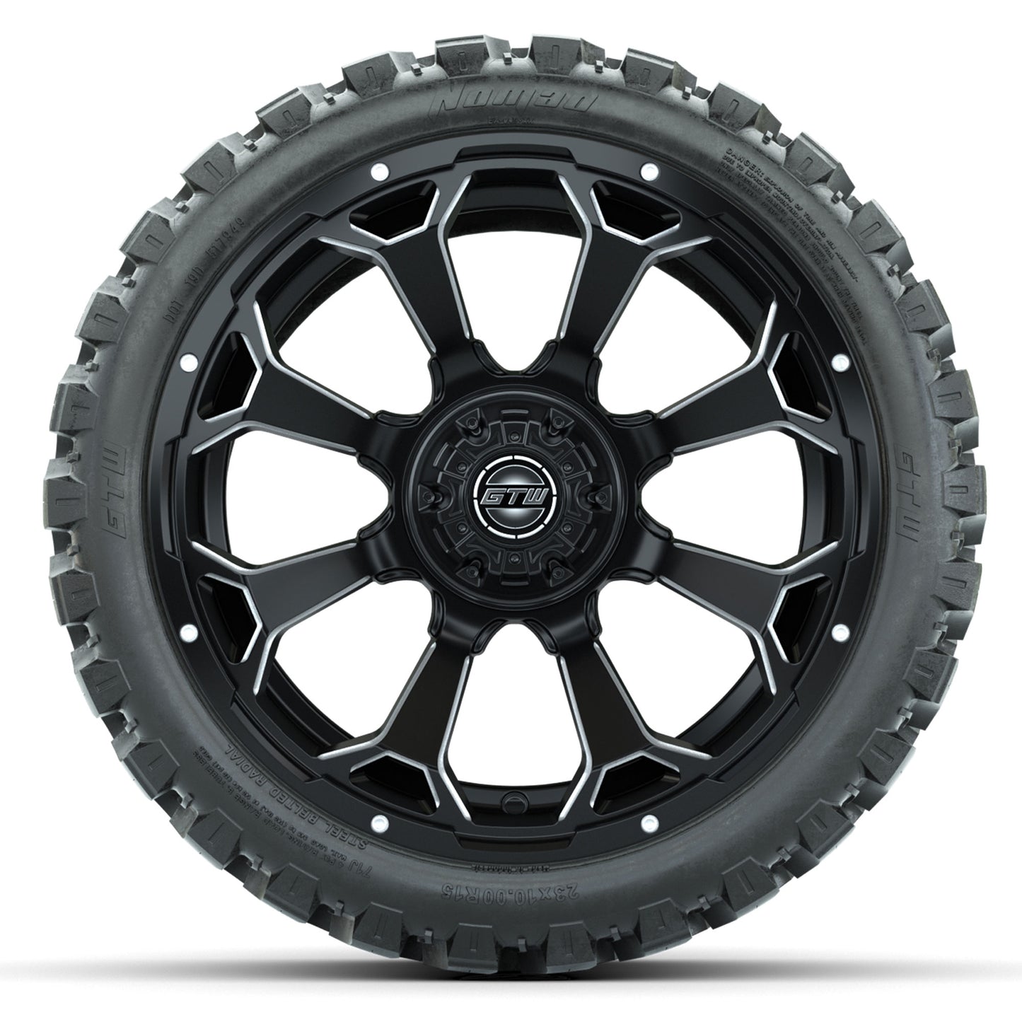 GTW® Raven Matte Black 15 in Wheels with 23 in Nomad All Terrain Tires - Set of 4