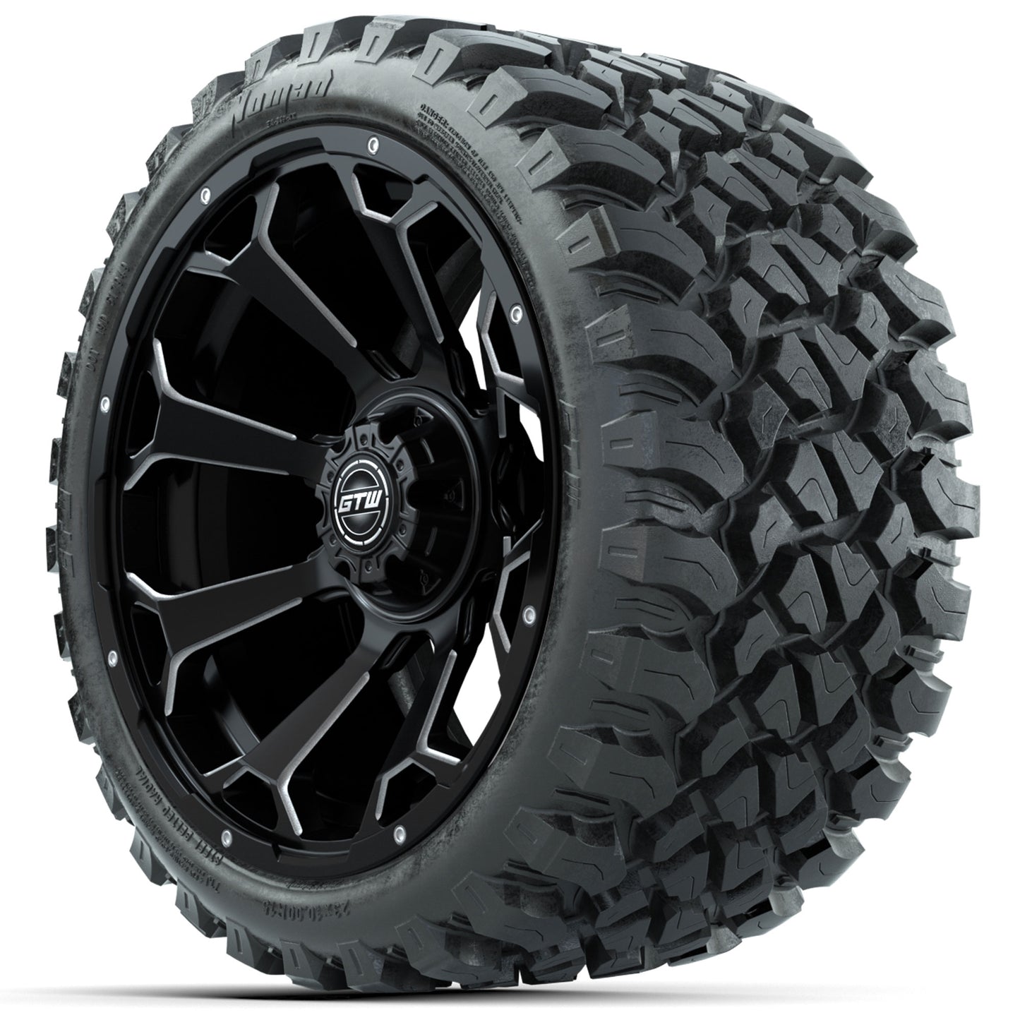 GTW® Raven Matte Black 15 in Wheels with 23 in Nomad All Terrain Tires - Set of 4
