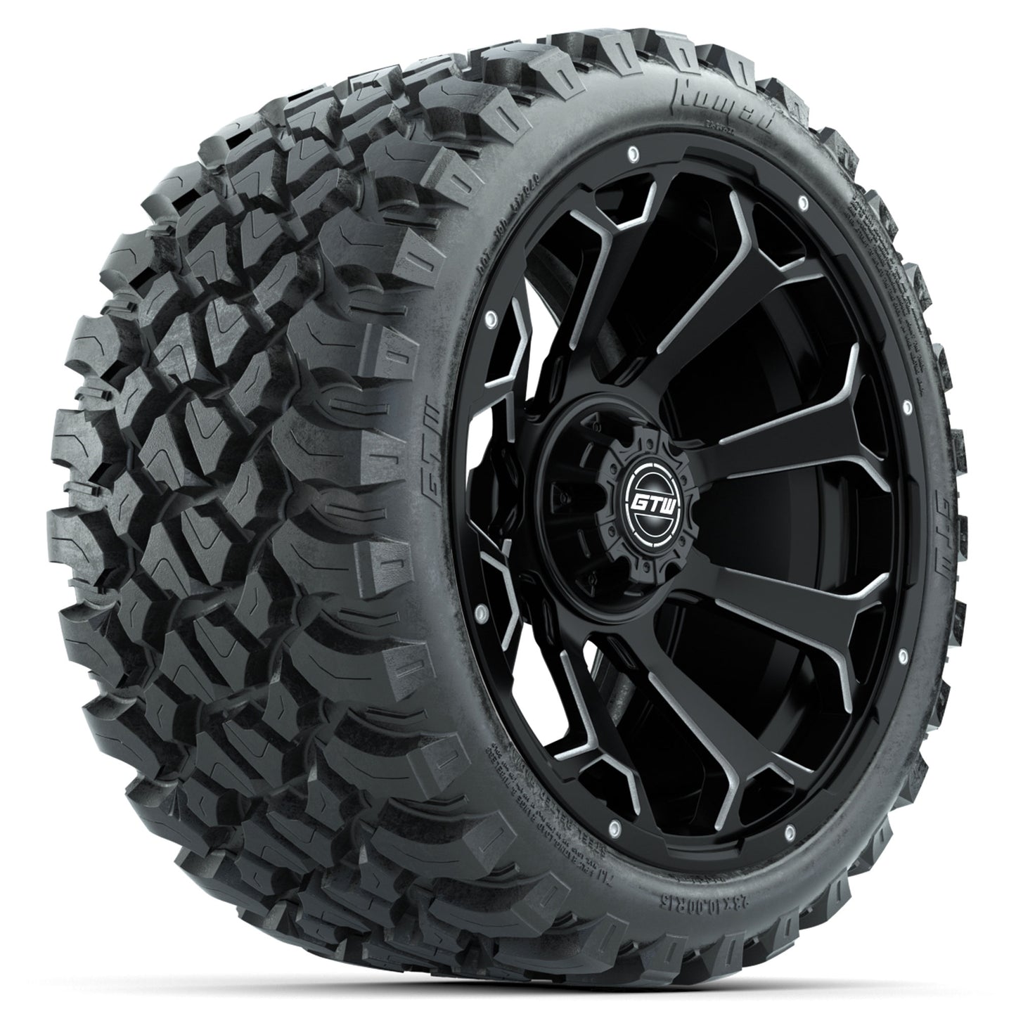 GTW® Raven Matte Black 15 in Wheels with 23 in Nomad All Terrain Tires - Set of 4