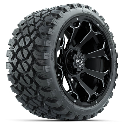 GTW® Raven Matte Black 15 in Wheels with 23 in Nomad All Terrain Tires - Set of 4