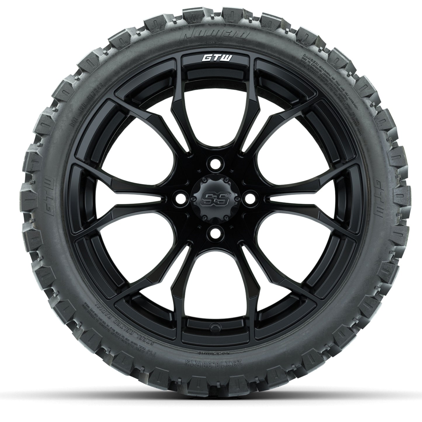 GTW® Spyder Matte Black 15 in Wheels with 23 in Nomad All Terrain Tires - Set of 4