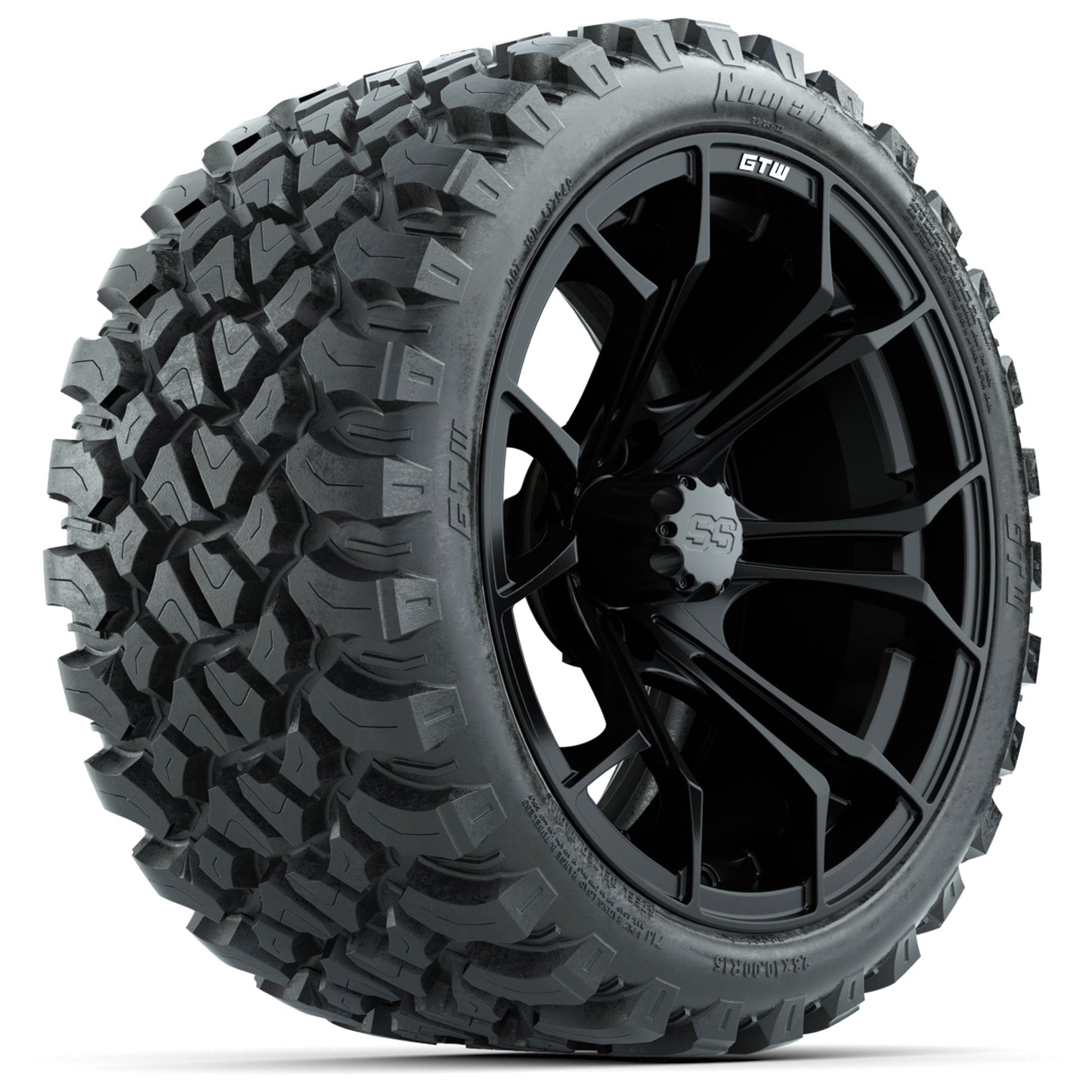 GTW® Spyder Matte Black 15 in Wheels with 23 in Nomad All Terrain Tires - Set of 4