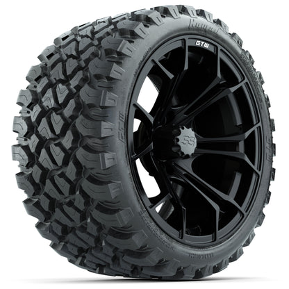 GTW® Spyder Matte Black 15 in Wheels with 23 in Nomad All Terrain Tires - Set of 4