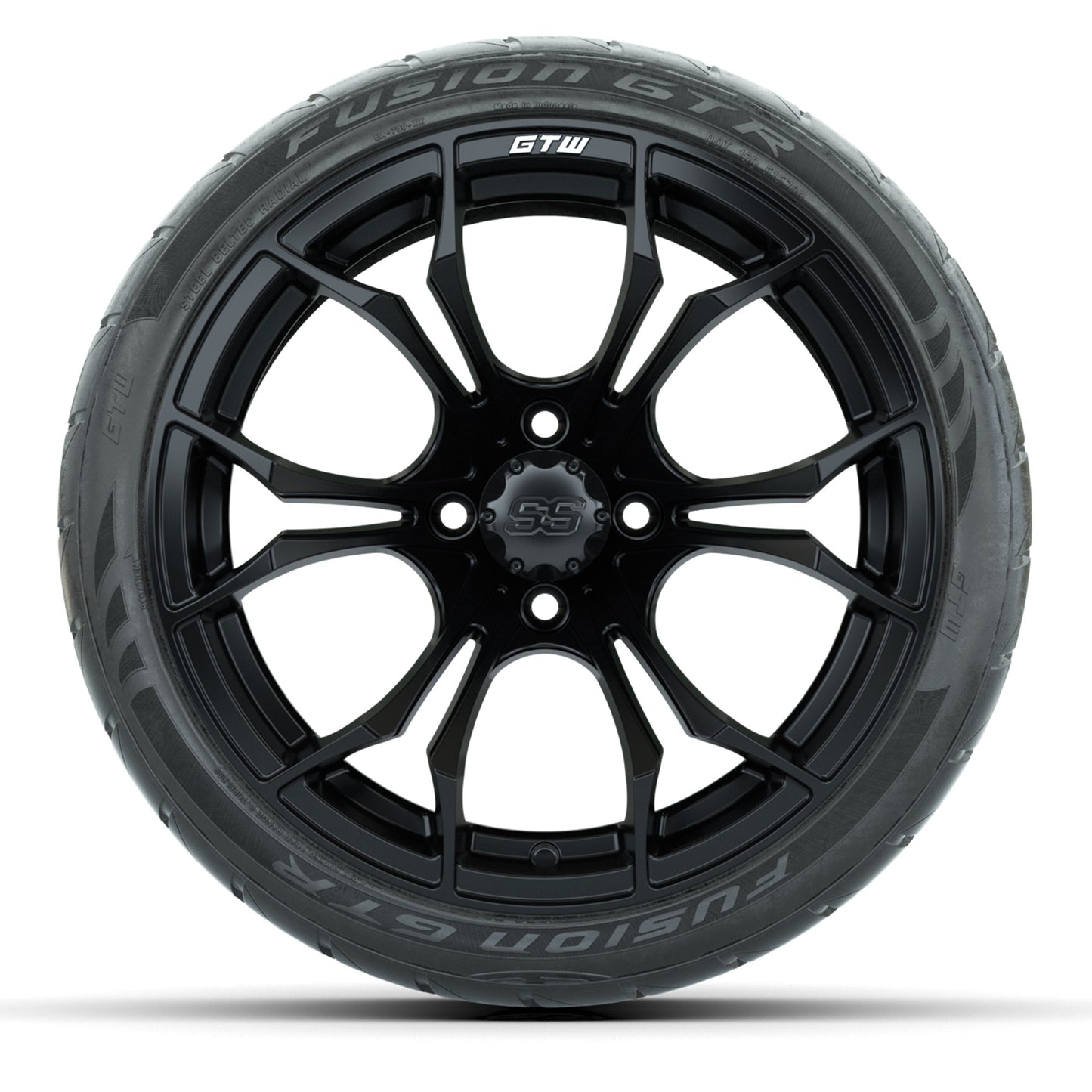 GTW® Spyder Matte Black 15 in Wheels with Fusion GTR Lo-Pro Street Tires - Set of 4