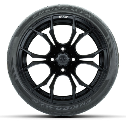 GTW® Spyder Matte Black 15 in Wheels with Fusion GTR Lo-Pro Street Tires - Set of 4
