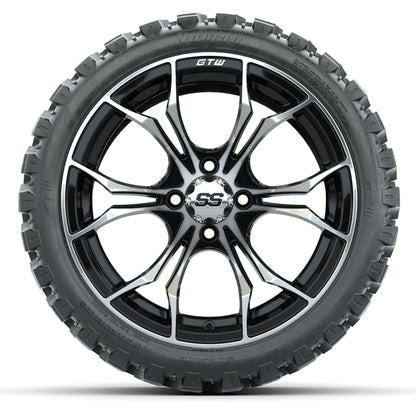 GTW® Spyder Machined/Black 15 in Wheels with 23 in Nomad All Terrain Tires - Set of 4