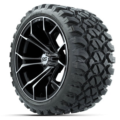 GTW® Spyder Machined/Black 15 in Wheels with 23 in Nomad All Terrain Tires - Set of 4