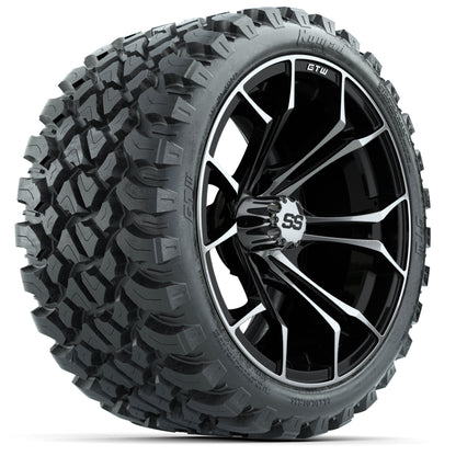 GTW® Spyder Machined/Black 15 in Wheels with 23 in Nomad All Terrain Tires - Set of 4