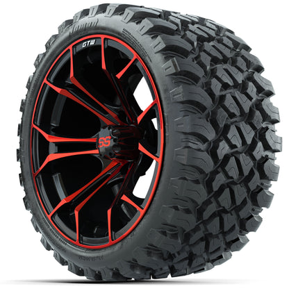 GTW® Spyder Black/Red 15 in Wheels with 23 in Nomad All Terrain Tires - Set of 4