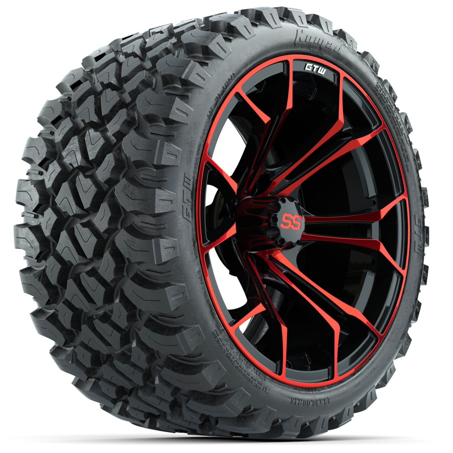 GTW® Spyder Black/Red 15 in Wheels with 23 in Nomad All Terrain Tires - Set of 4