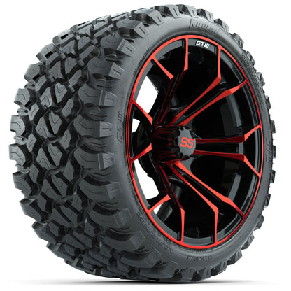 GTW® Spyder Black/Red 15 in Wheels with 23 in Nomad All Terrain Tires - Set of 4