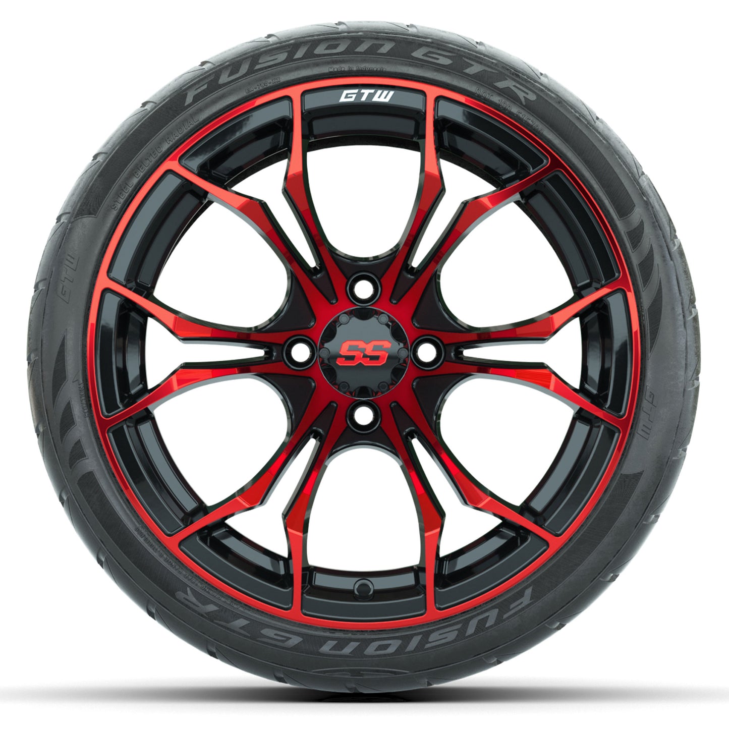 GTW® Spyder Black/Red 15 in Wheels with Fusion GTR Lo-Pro Street Tires - Set of 4