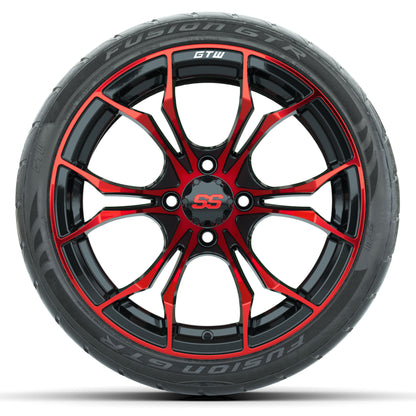 GTW® Spyder Black/Red 15 in Wheels with Fusion GTR Lo-Pro Street Tires - Set of 4