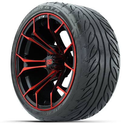 GTW® Spyder Black/Red 15 in Wheels with Fusion GTR Lo-Pro Street Tires - Set of 4