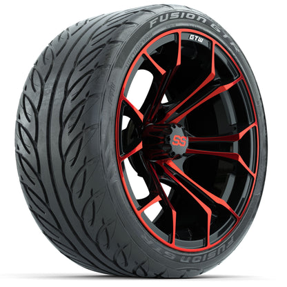 GTW® Spyder Black/Red 15 in Wheels with Fusion GTR Lo-Pro Street Tires - Set of 4