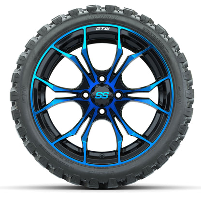 GTW® Spyder Black/Blue 15 in Wheels with 23 in Nomad All Terrain Tires - Set of 4