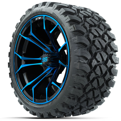 GTW® Spyder Black/Blue 15 in Wheels with 23 in Nomad All Terrain Tires - Set of 4