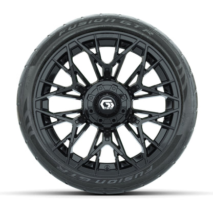 GTW® Stellar Black 15 in Wheels with 215/40-R15 Fusion GTR Street Tires - Set of 4