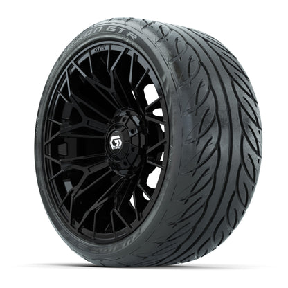 GTW® Stellar Black 15 in Wheels with 215/40-R15 Fusion GTR Street Tires - Set of 4