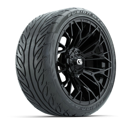 GTW® Stellar Black 15 in Wheels with 215/40-R15 Fusion GTR Street Tires - Set of 4
