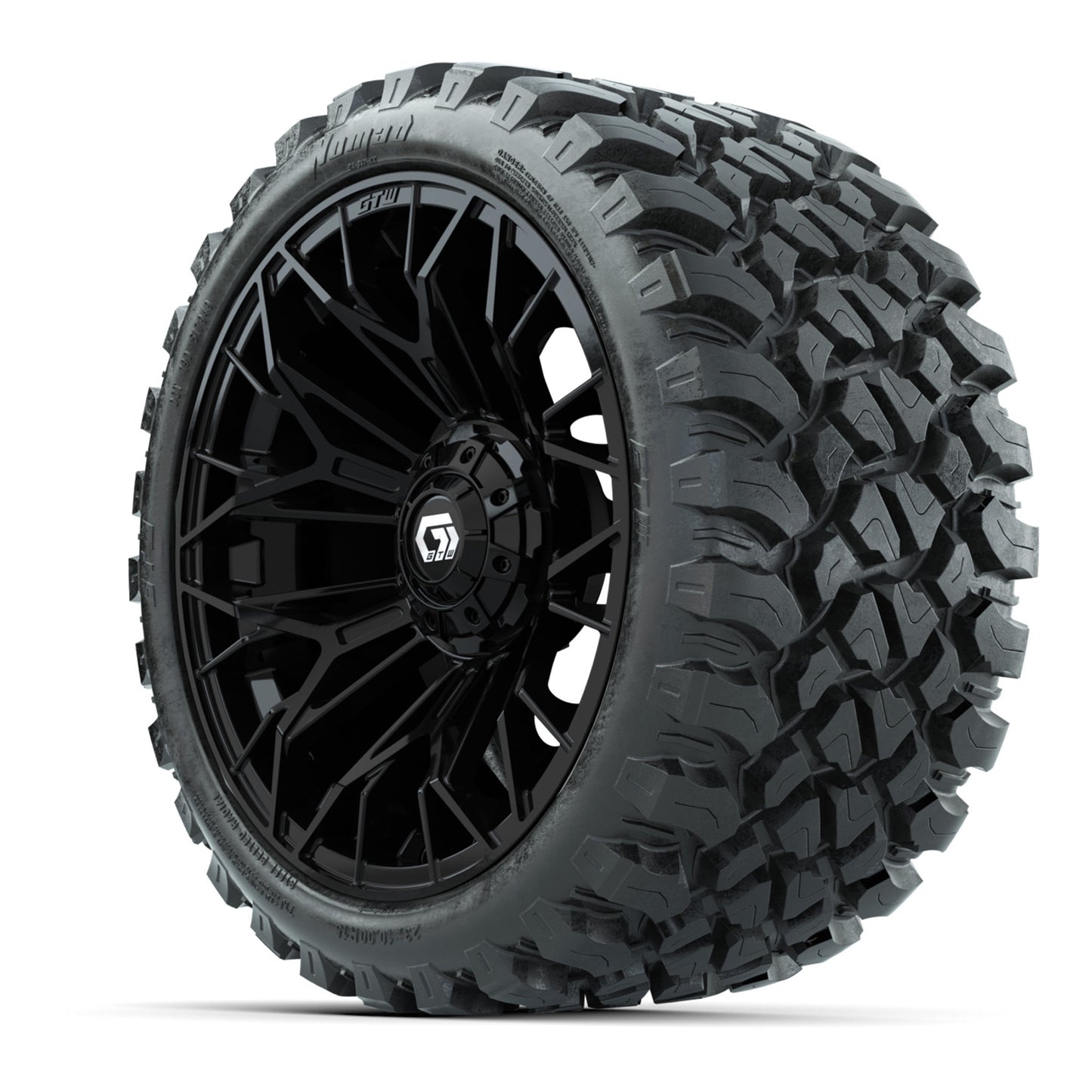 GTW® Stellar Black 15 in Wheels with 23x10-R15 Nomad All-Terrain Tires - Set of 4