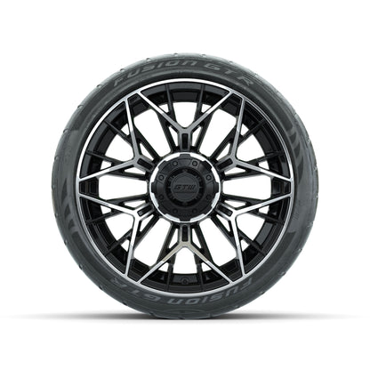 GTW® Stellar Machined & Black 15 in Wheels with 215/40-R15 Fusion GTR Street Tires - Set of 4