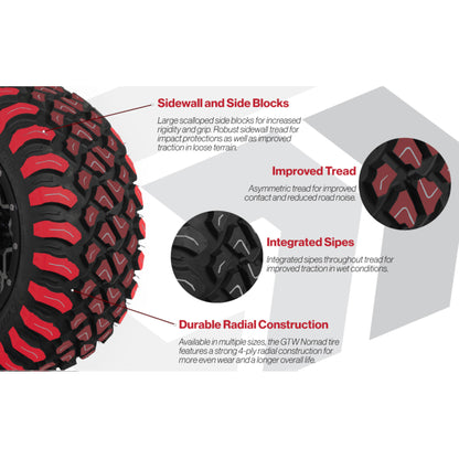 GTW® Stellar Machined & Black 15 in Wheels with 23x10-R15 Nomad All-Terrain Tires - Set of 4