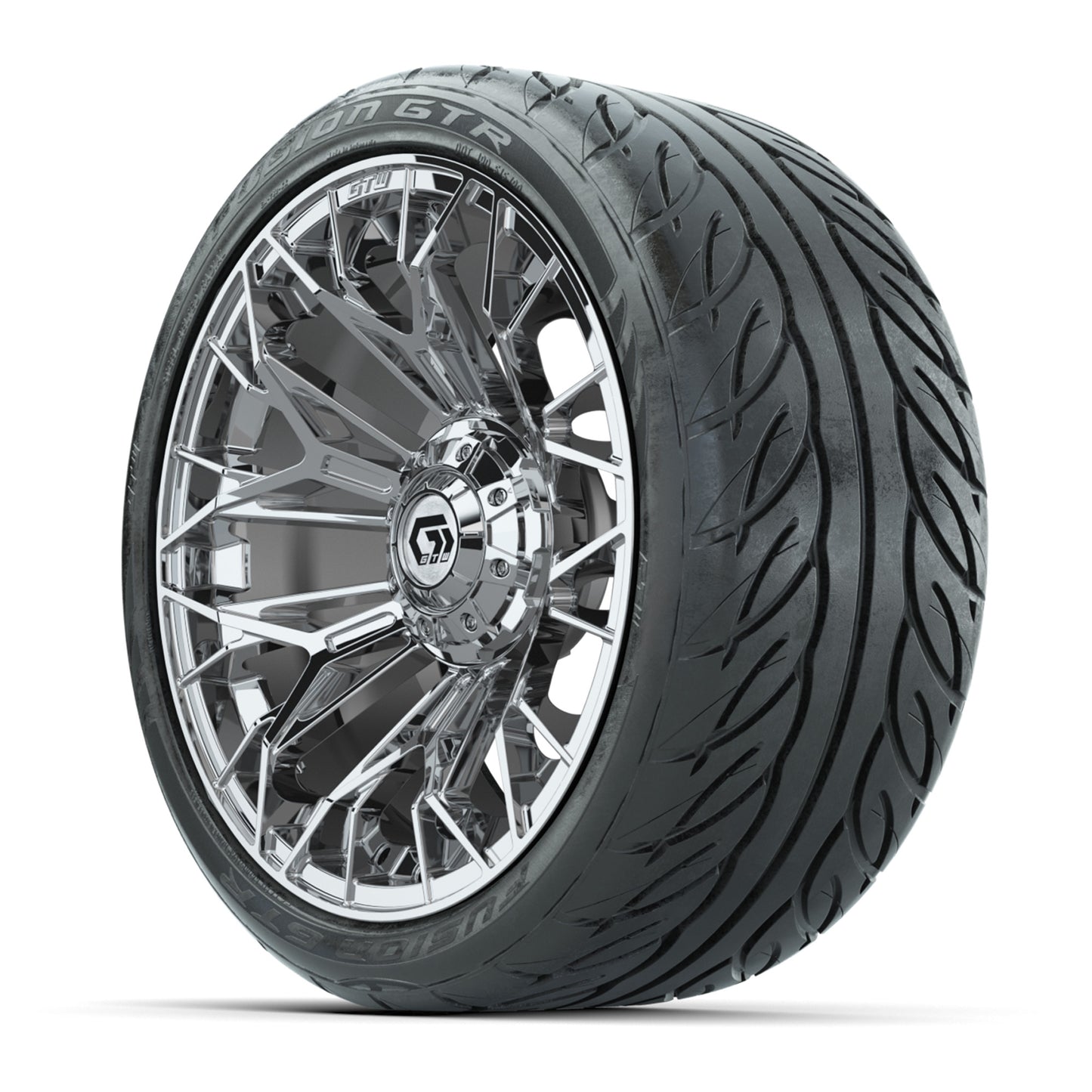 GTW® Stellar Chrome 15 in Wheels with 215/40-R15 Fusion GTR Street Tires - Set of 4