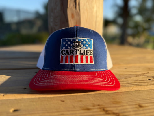 CART LIFE USA '25 HAT -Red White & Blue Trucker