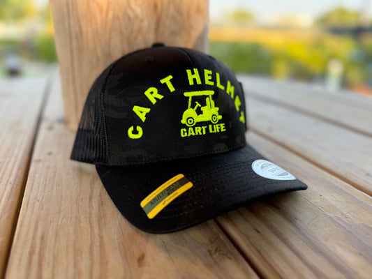 LIMITED EDITION Cart Helmet - Black Multicam / Neon - Trucker Snap Back