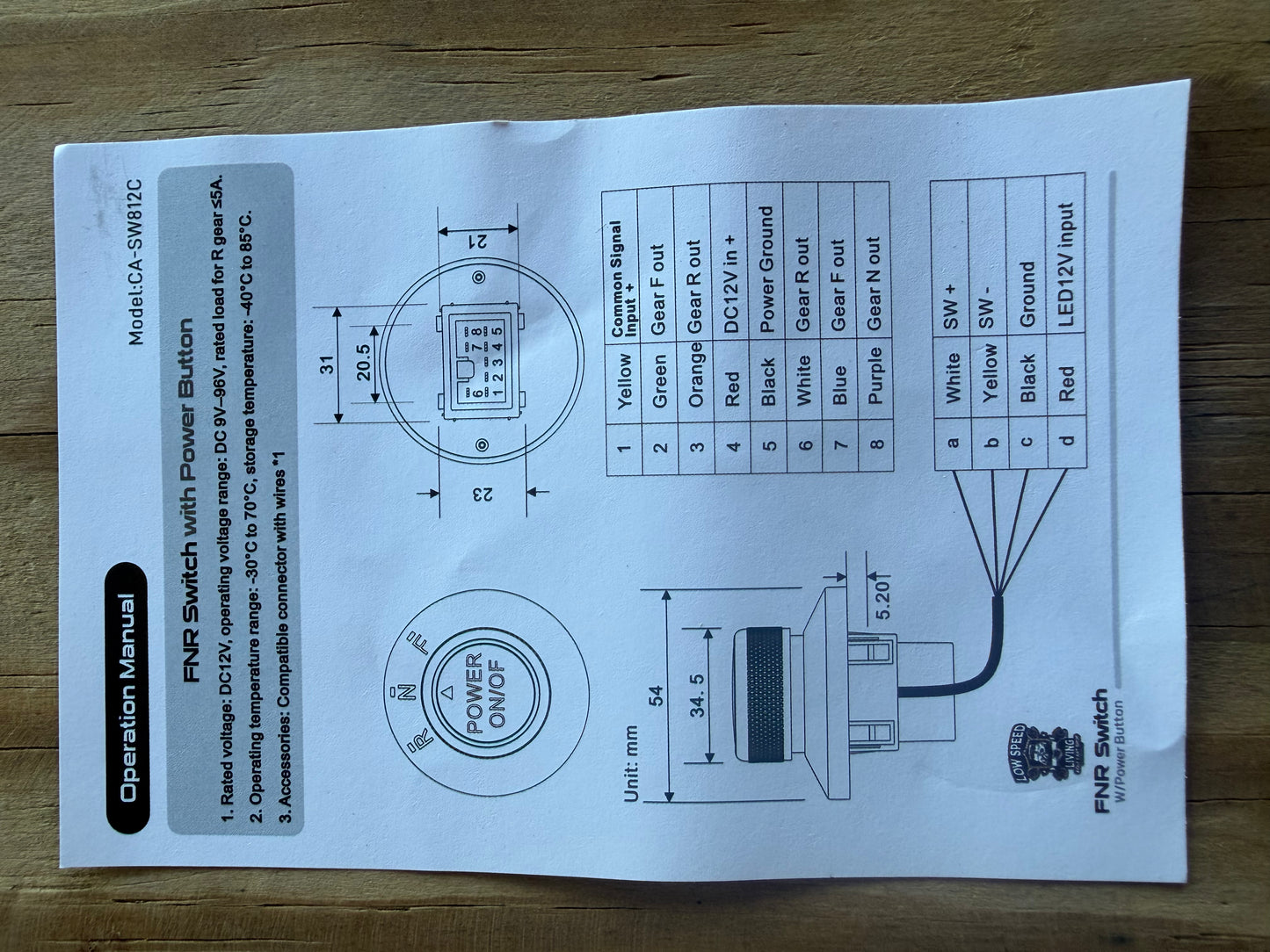 Rotary FNR Switch With Power Button - As Seen on Cart Life TV
