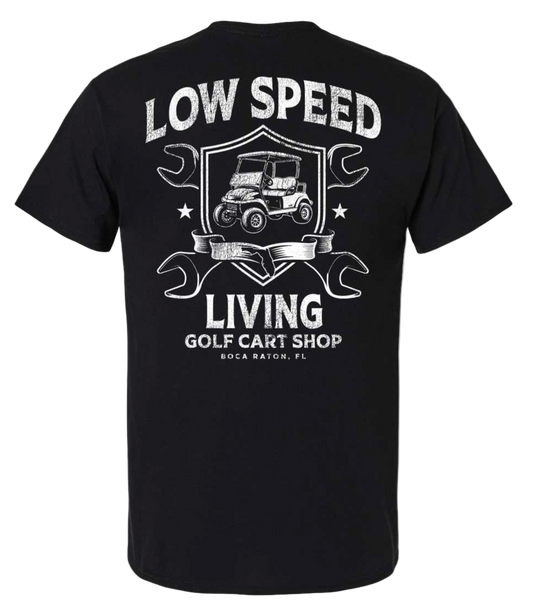 Low Speed Living Golf Cart Shop T-Shirt