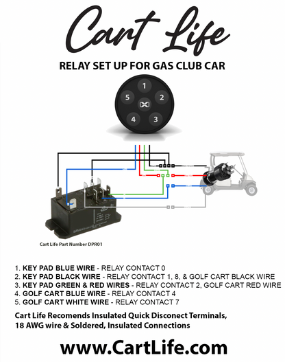 Keyless Starter Relay - For Gas Golf Carts - DPR01
