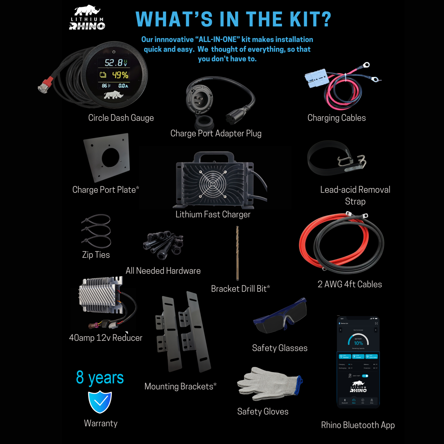 76V 105Ah Lithium Rhino Conversion Kit