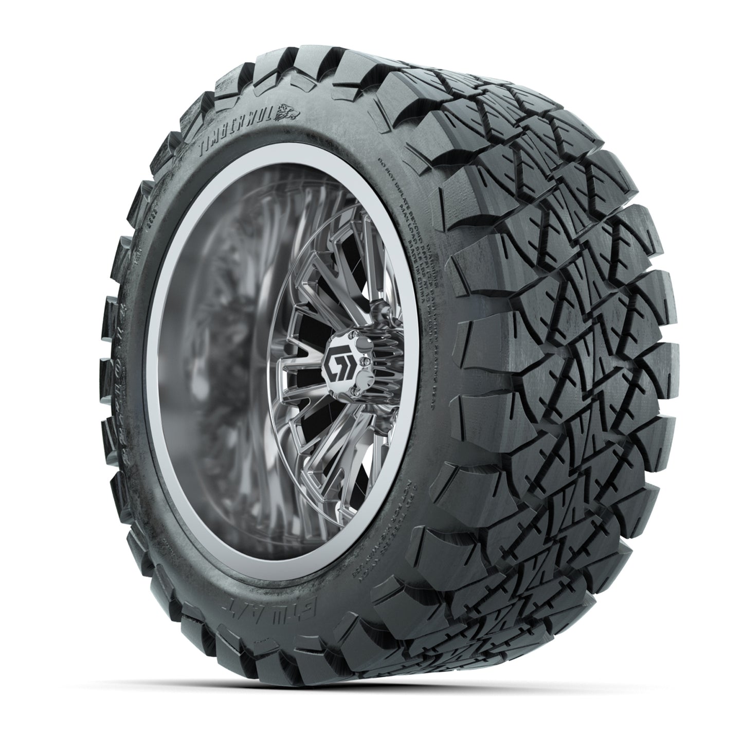 GTW® Viper Chrome 14 in Wheels with 22X10-14 Timberwolf All-Terrain Tires - Full Set