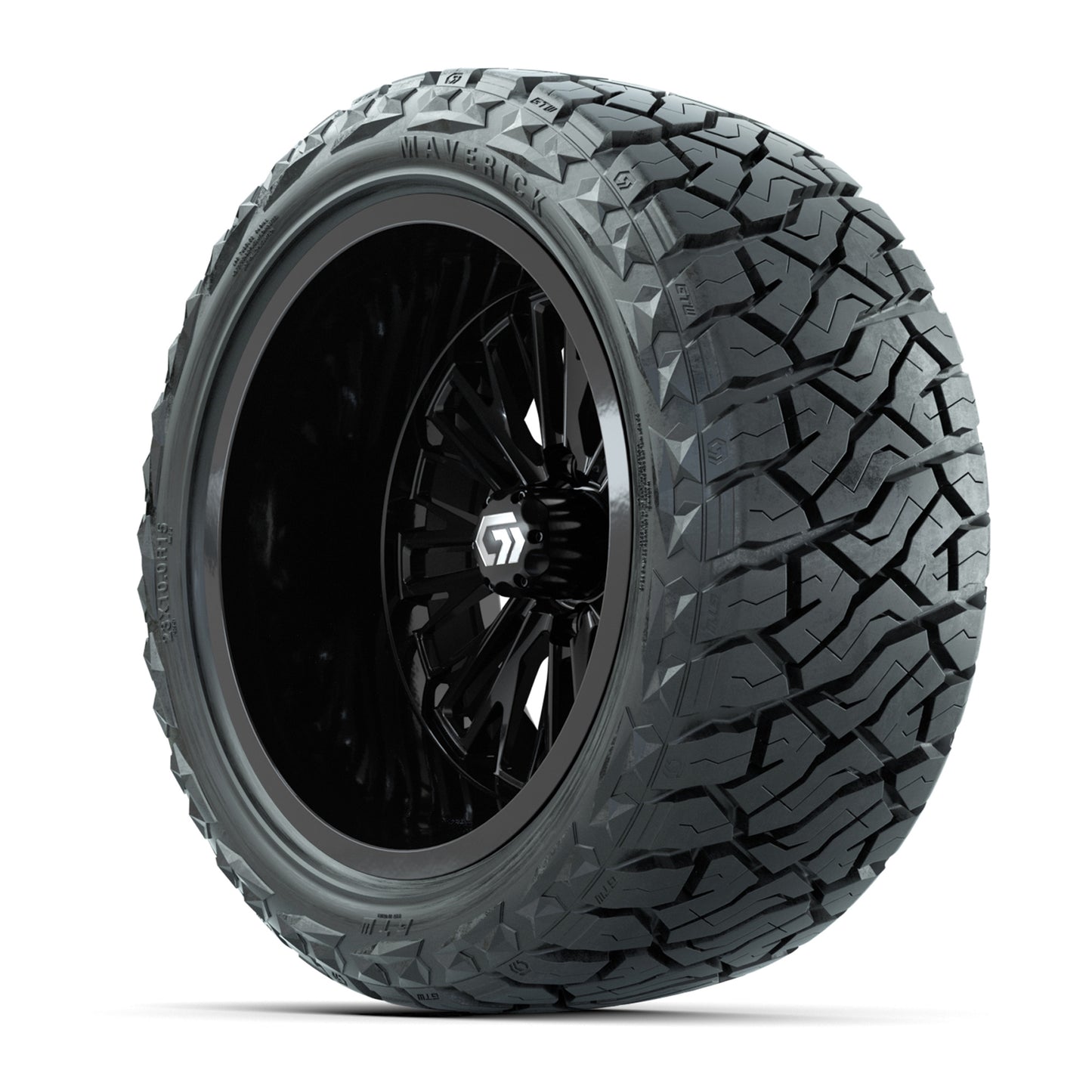 GTW® Viper Gloss Black 15 in Wheels with 23X10-R15 Maverick Steel Belted Radial All-Terrain Tires - Full Set