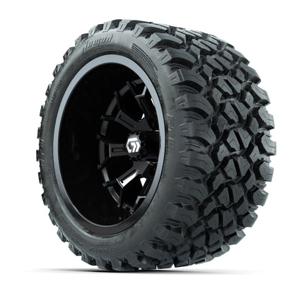 GTW® Assault Gloss Black 14 in Wheels with 23X10-R14 Nomad Steel Belt Radial All-Terrain Tires - Full Set