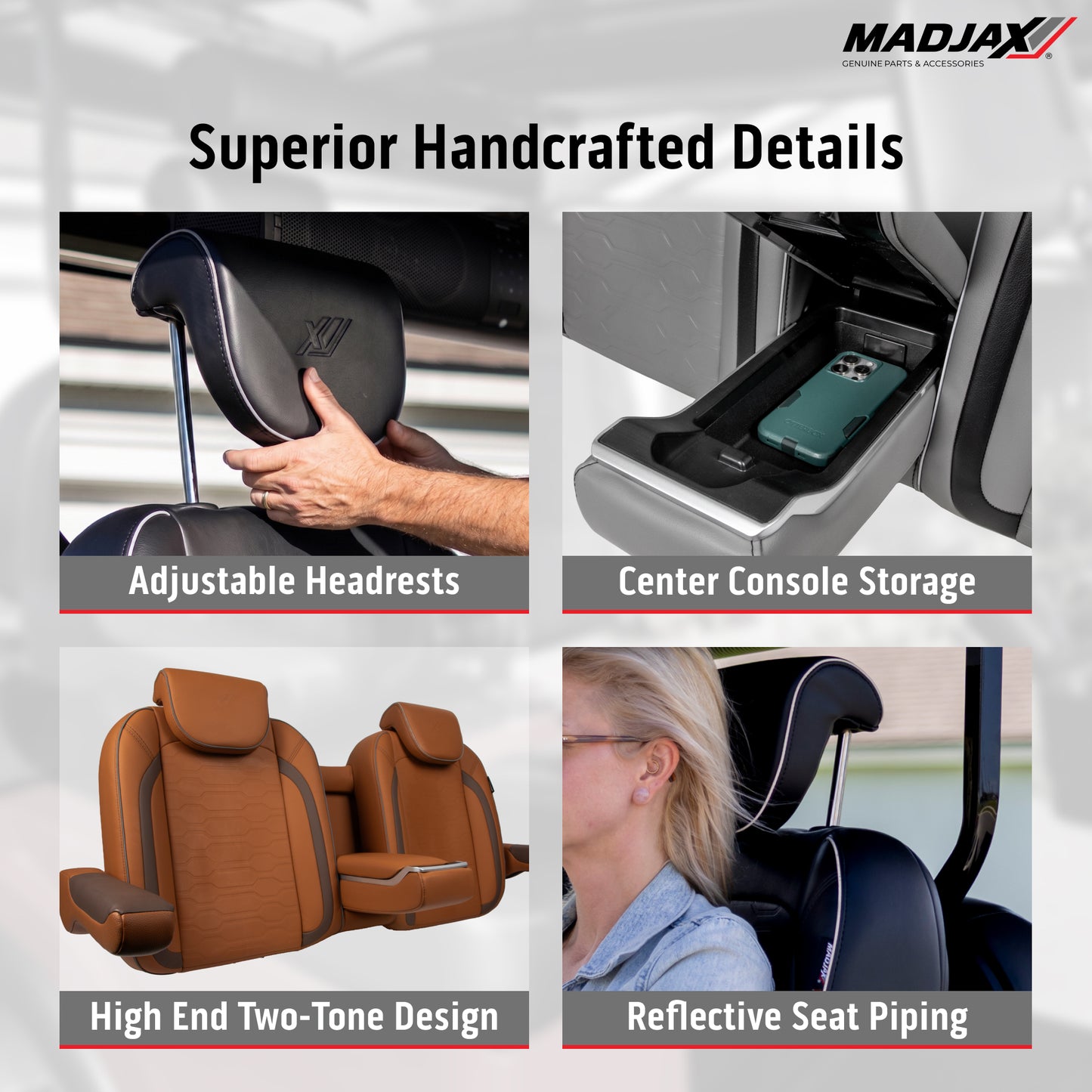 MadJax® Club Car Precedent/Tempo/Onward Caramel Commander Front Seat Cushions