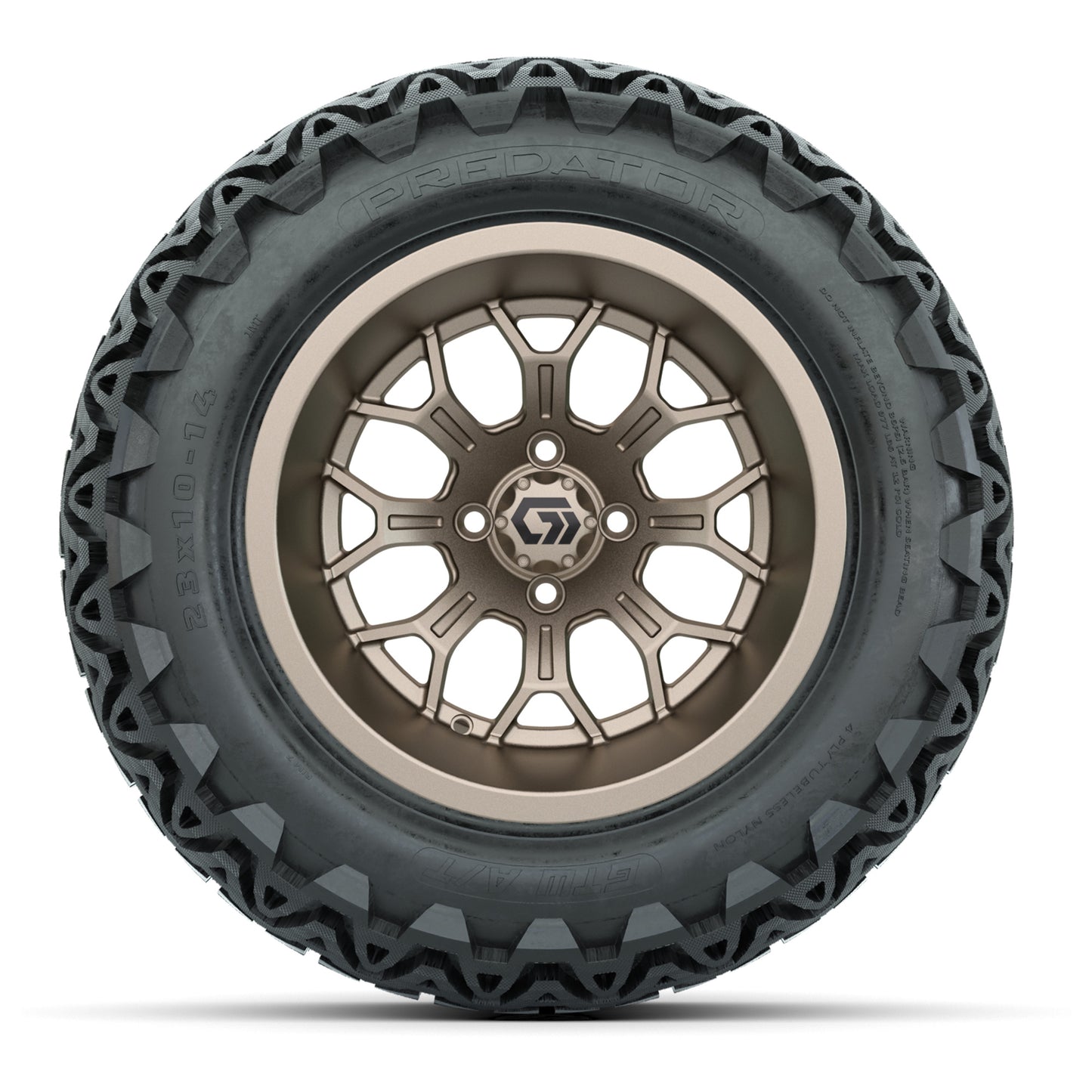 GTW® Assault Matte Bronze 14 in Wheels with 23X10-14 Predator All-Terrain Tires - Full Set