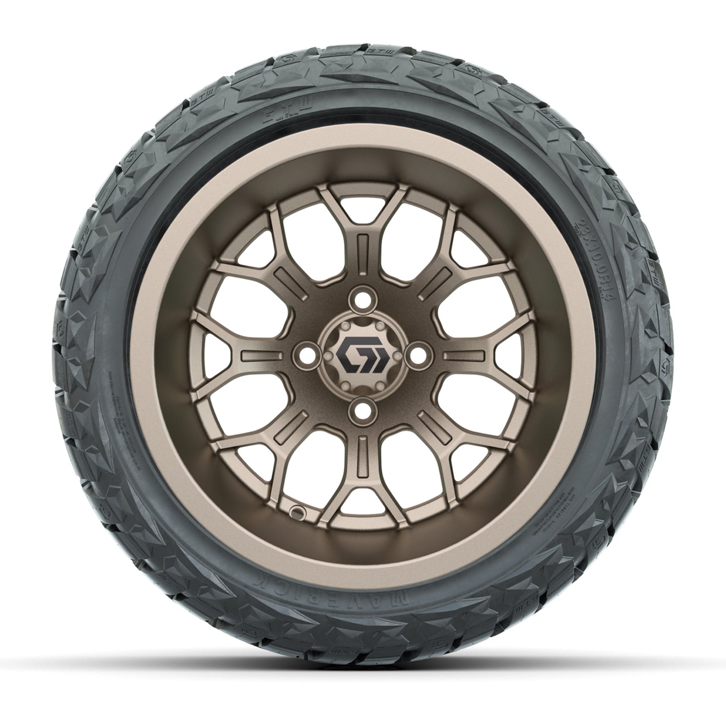 GTW® Assault Matte Bronze 14 in Wheels with 23X10-R14 Maverick Steel Belted Radial All-Terrain Tires - Full Set
