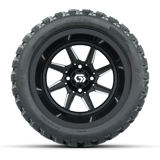 GTW® Reaper Black/Machined 14 in Wheels with 23X10-R14 Nomad Steel Belt Radial All-Terrain Tires - Full Set