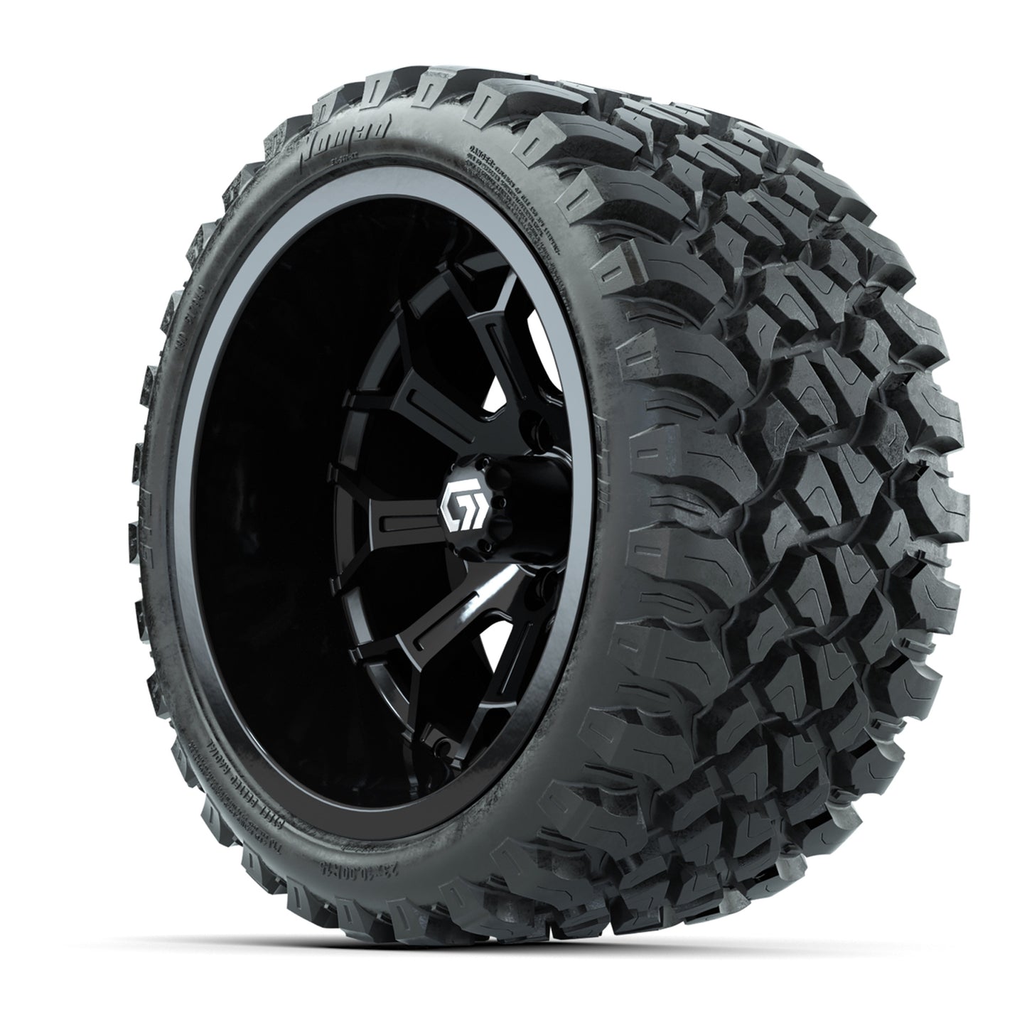 GTW® Assault Gloss Black 15 in Wheels with 23X10-R15 Nomad Steel Belted Radial All-Terrain Tires - Full Set