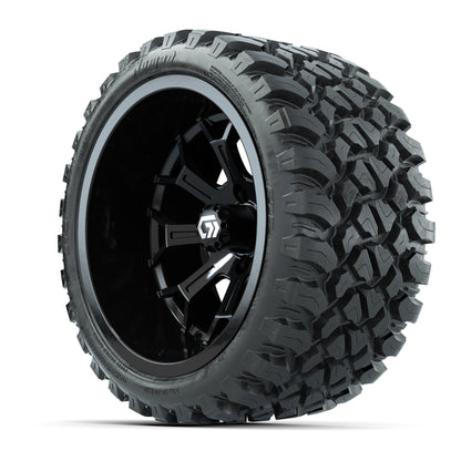 GTW® Assault Gloss Black 15 in Wheels with 23X10-R15 Nomad Steel Belted Radial All-Terrain Tires - Full Set