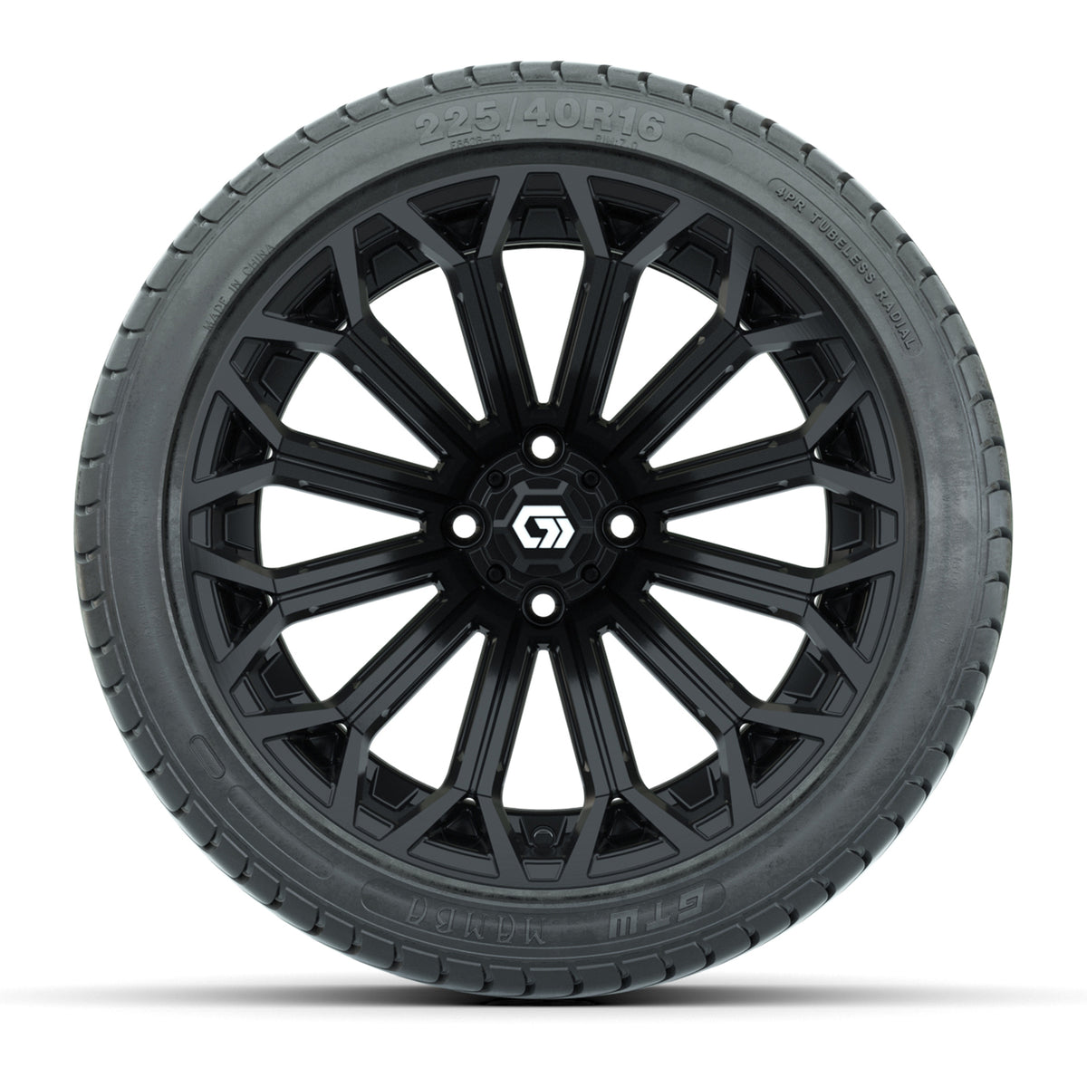 GTW® Phantom Gloss Black 16 in Wheels with 225/40-R16 Mamba Street Tires - Full Set