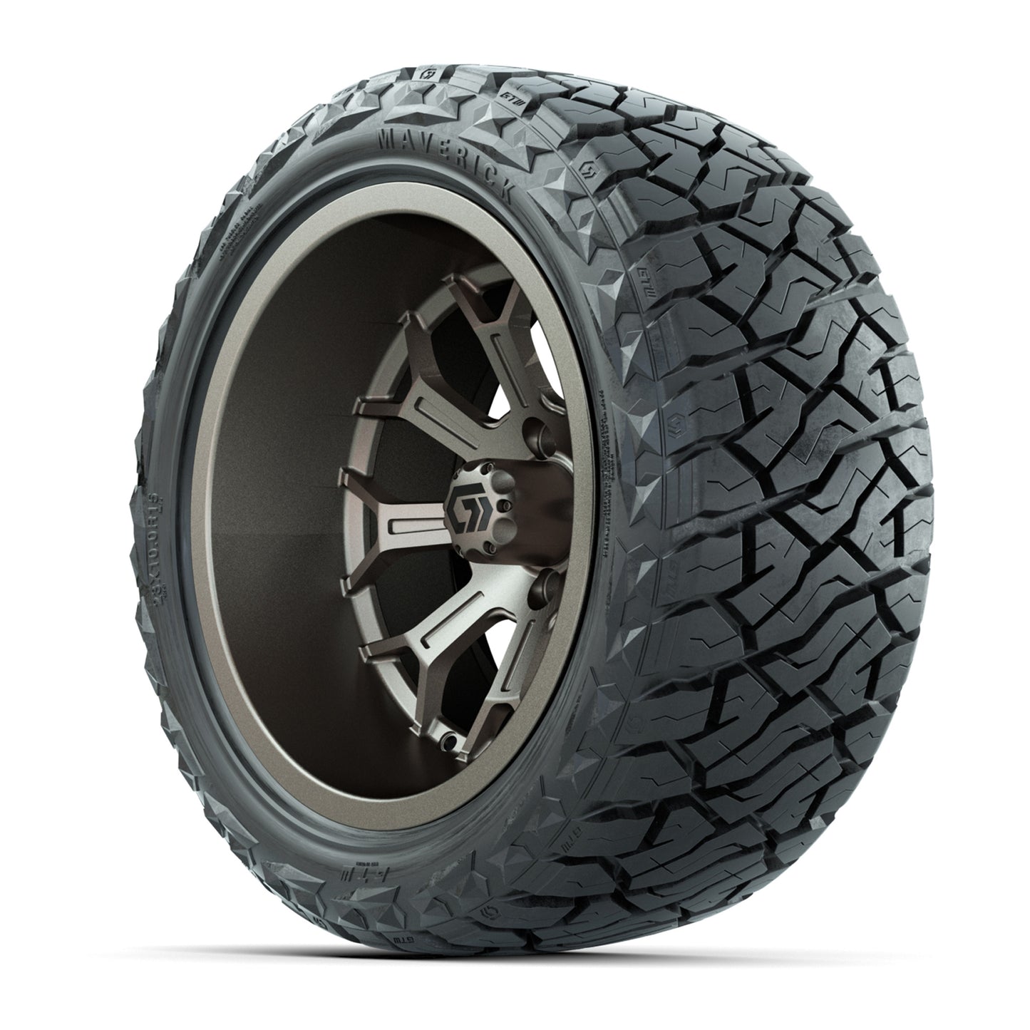 GTW® Assault Matte Bronze 15 in Wheels with 23X10-R15 Maverick Steel Belted Radial All-Terrain Tires - Full Set