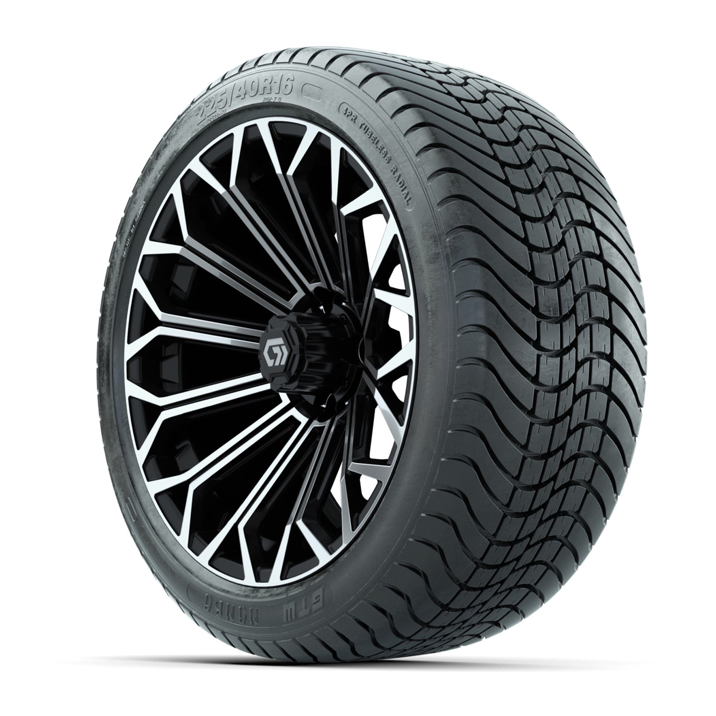 GTW® Phantom Black/Machined 16 in Wheels with 225/40-R16 Mamba Street Tires - Full Set