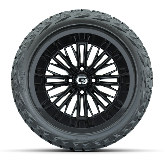GTW® Viper Gloss Black 15 in Wheels with 23X10-R15 Maverick Steel Belted Radial All-Terrain Tires - Full Set