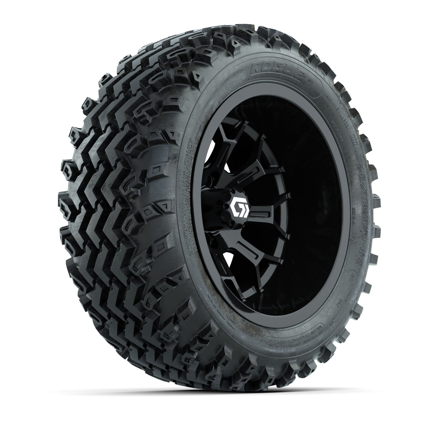 GTW® Assault Gloss Black 14 in Wheels with 23X10-R14 Rogue All-Terrain Tires - Full Set