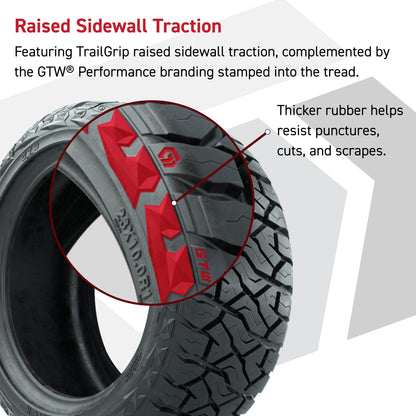 GTW® Viper Gloss Black 14 in Wheels with 23X10-R14 Maverick Steel Belted Radial All-Terrain Tires - Full Set